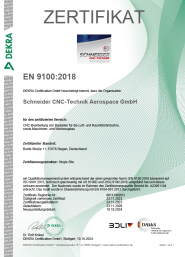 Zertifikat EN 9100 2018 Umfirmierung de
